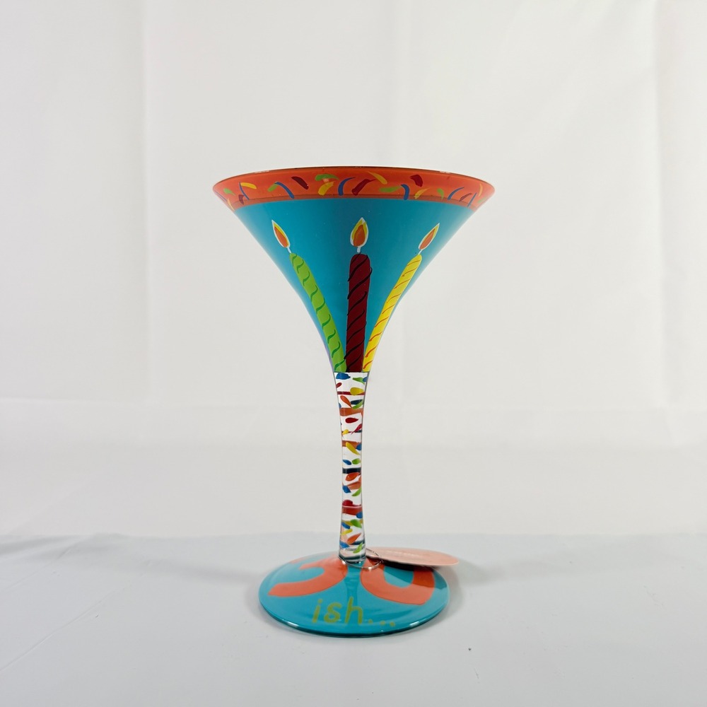 Lolita Love My Martini 30 ish Hand Painted Birthday Martini Glass With‎ Box